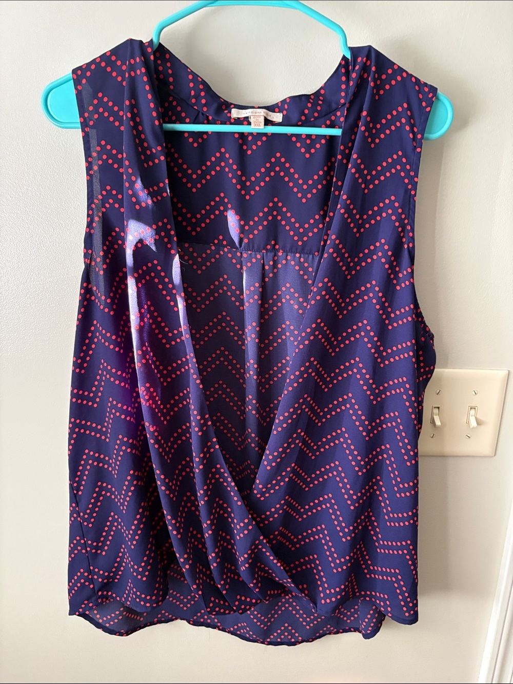 Skies Are Blue Navy Sleeveless Chevron Dot Camisole